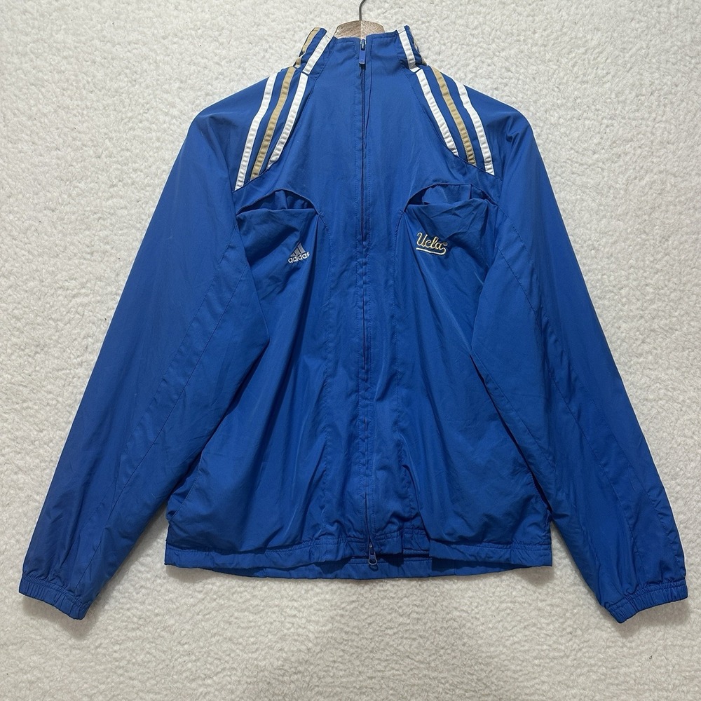 UCLA Bruins Windbreaker Jacket Blue Adidas Long Sleeve Full Zip Vented Size L‎